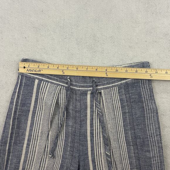 Express High-Rise XS Striped Linen-Blend Wide-Leg Pants Pull-On Boho - Picture 5 of 12